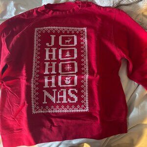 Jonas Brothers Concert Red Holiday Sweatshirt with White Graphic